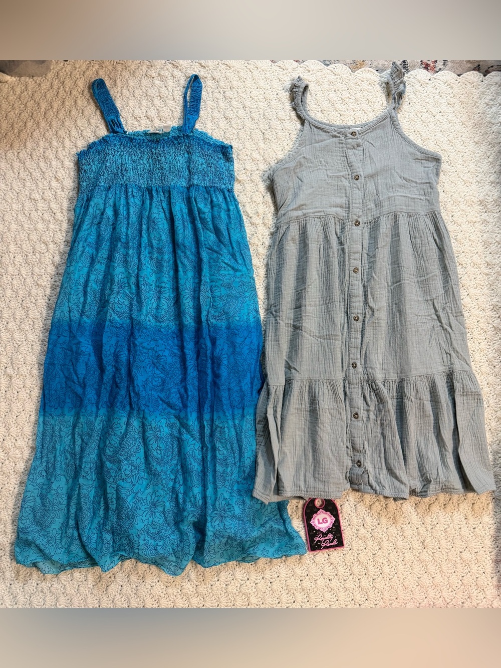 Girls Blue Ombre Sundress with Smocked Bodice